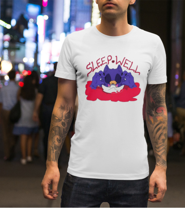 Sleep Well Monster Cartoon Creature Holding Tiny Figure T-Shirt