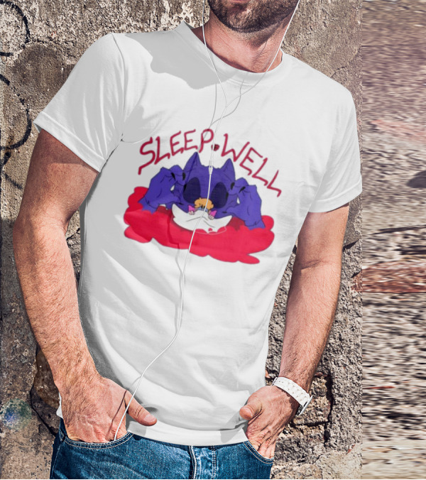 Sleep Well Monster Cartoon Creature Holding Tiny Figure T-Shirt