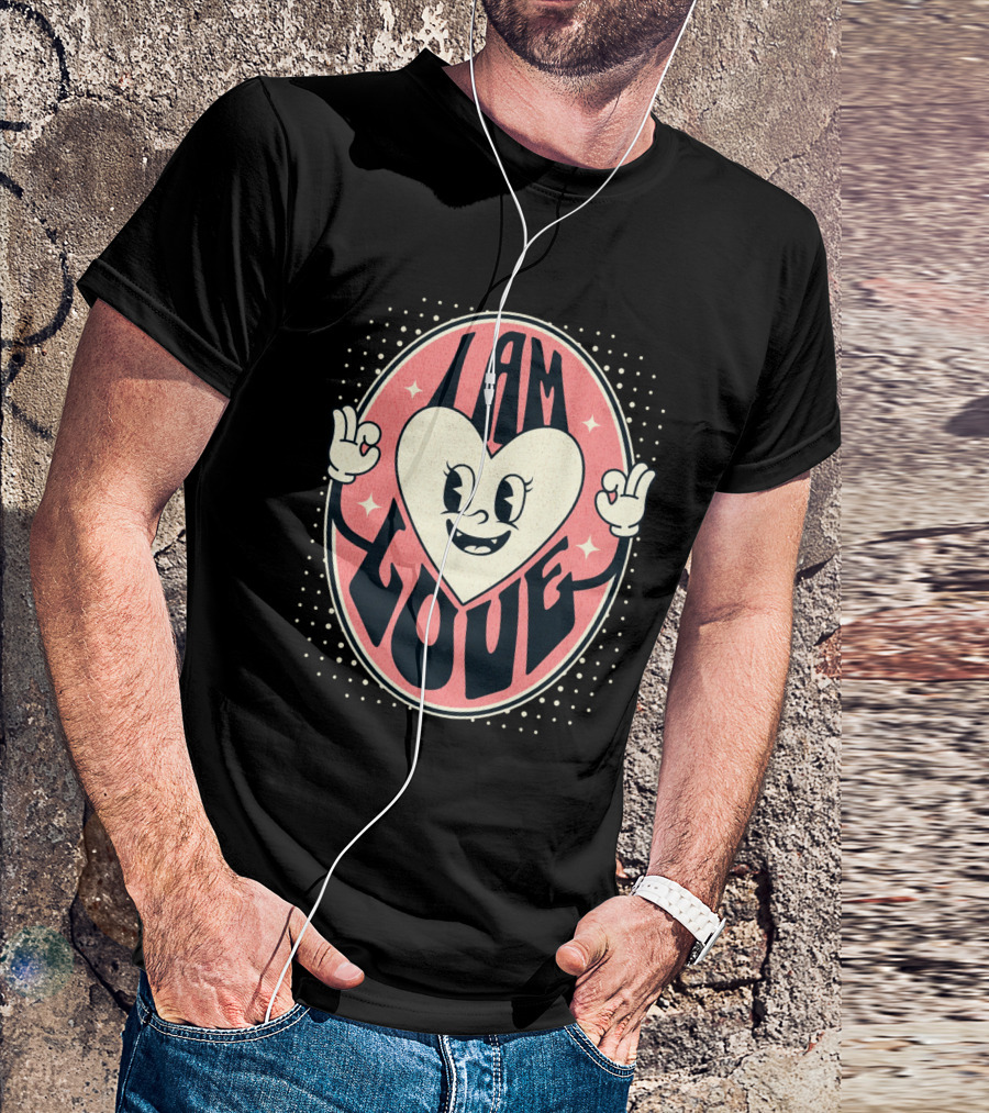 I Am Love Retro Heart Character Valentine's Day T-Shirt