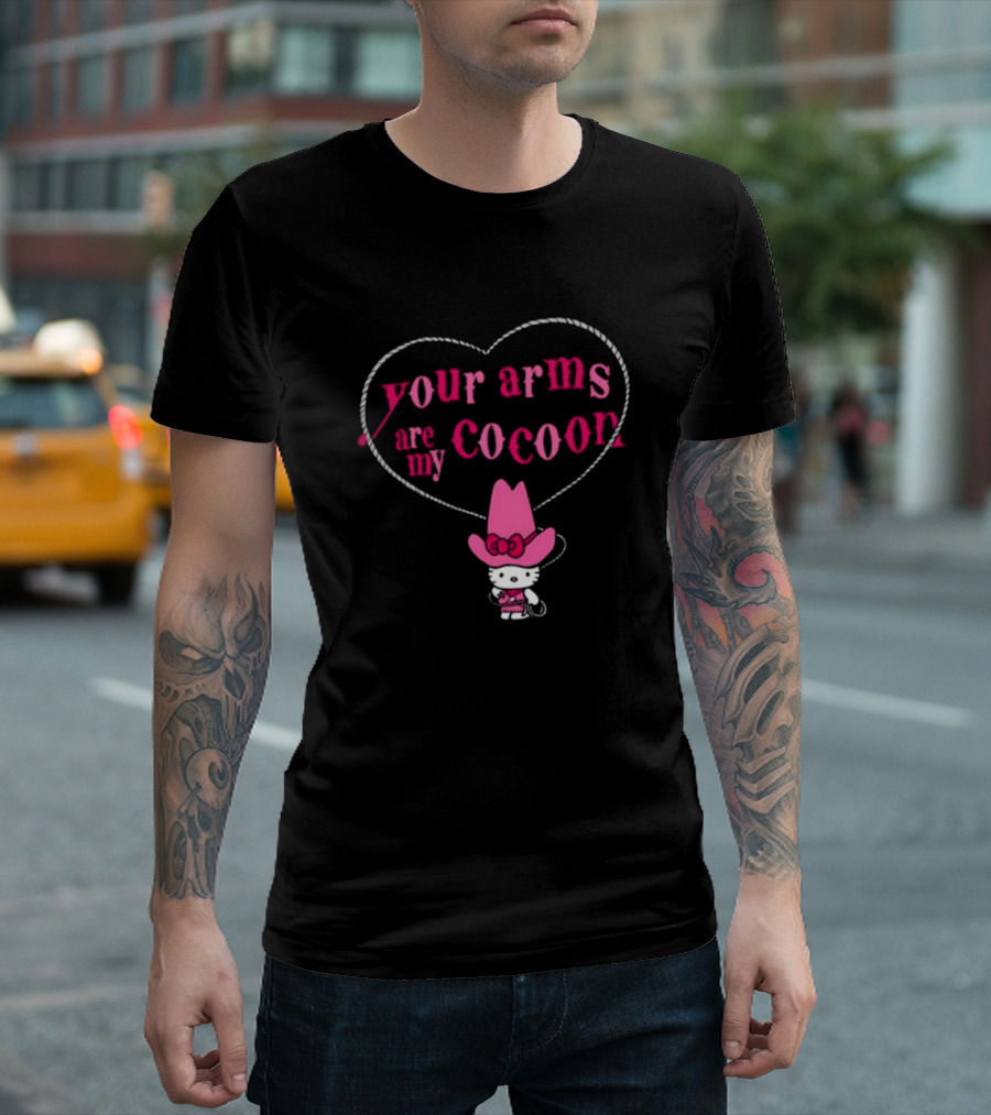 Your Arms Are My Cocoon Hello Kitty Cowboy Hat Heart Rope T-Shirt