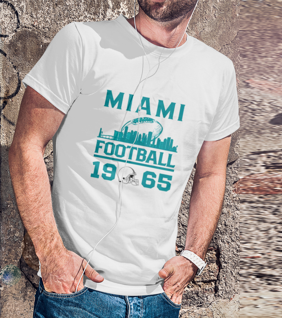 Miami Dolphins 1965 Skyline Football Urban Scene T-Shirt