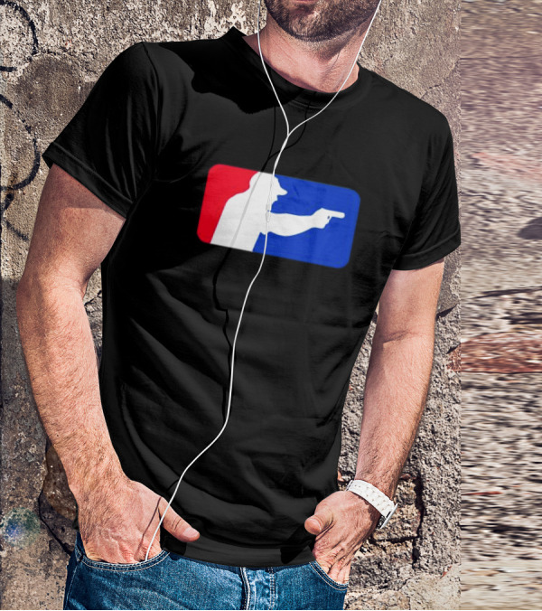 Major League Shooter Silhouette In Red White And Blue Rectangle T-Shirt