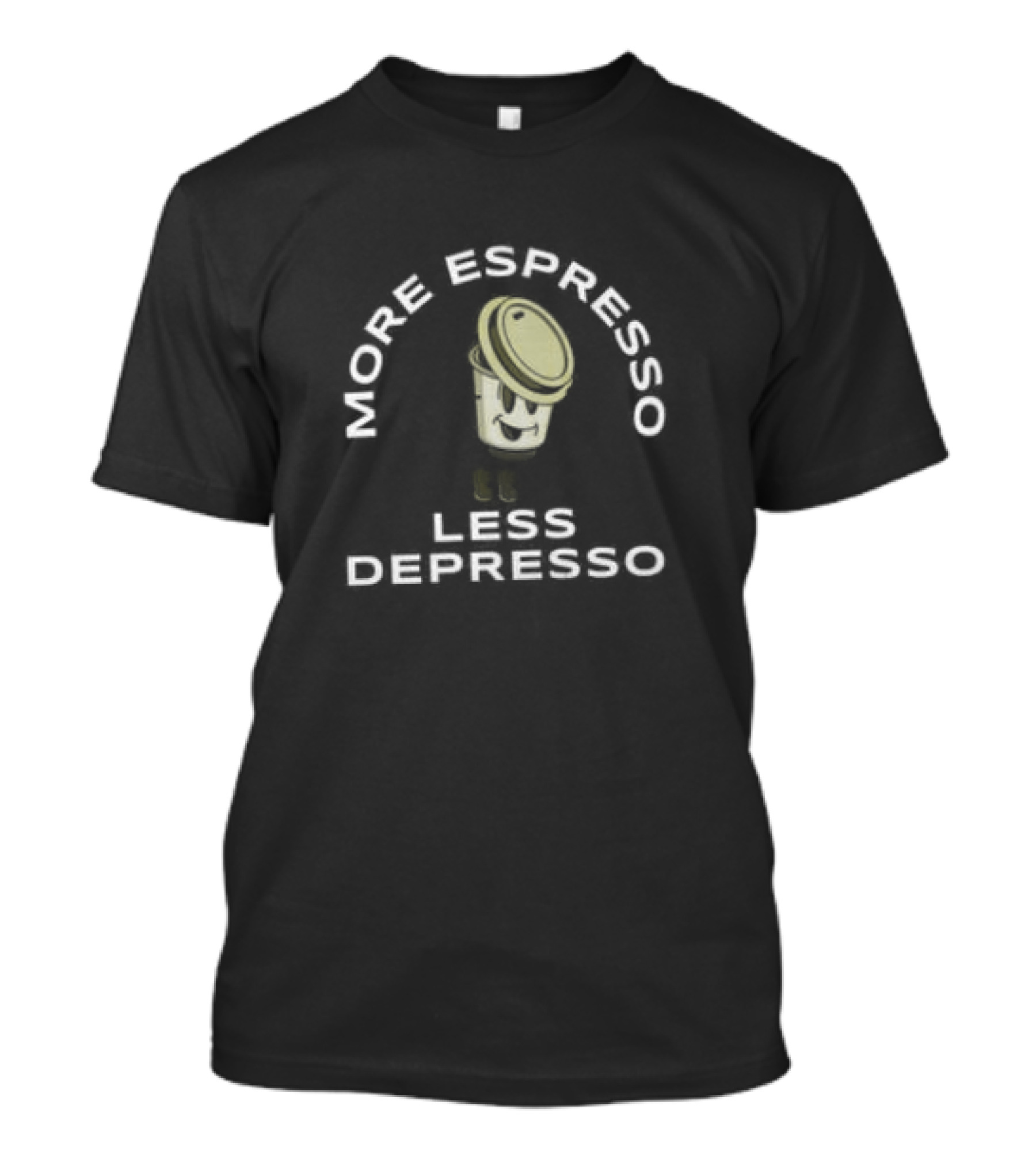 More Espresso Less Depresso Coffee Cup Cartoon T-Shirt