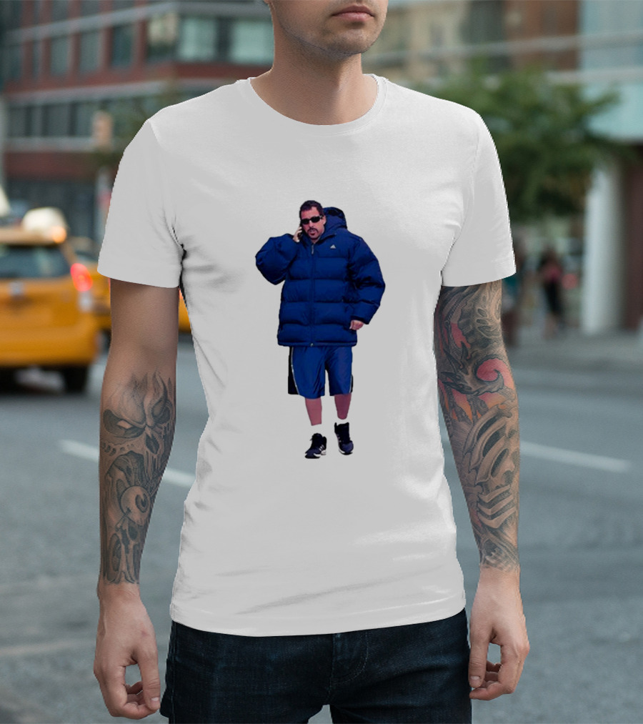 Fakehandshake Hot N Cold Walking in Puffer Jacket and Shorts T-Shirt