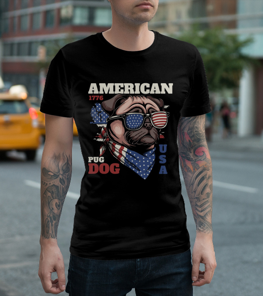 AMERICAN PUG DOG 1776 USA T-Shirt