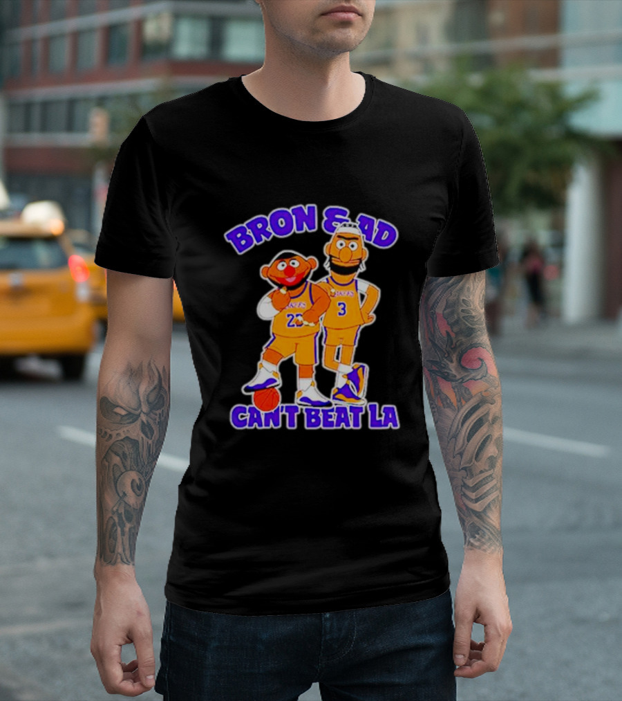 Bron and AD Can't Beat LA Lakers Parody Basketball Duo T-Shirt