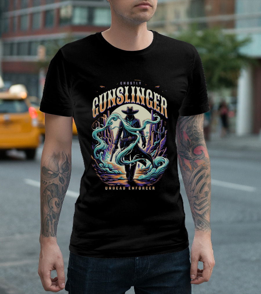 Ghostly Gunslinger Undead Enforcer T-Shirt