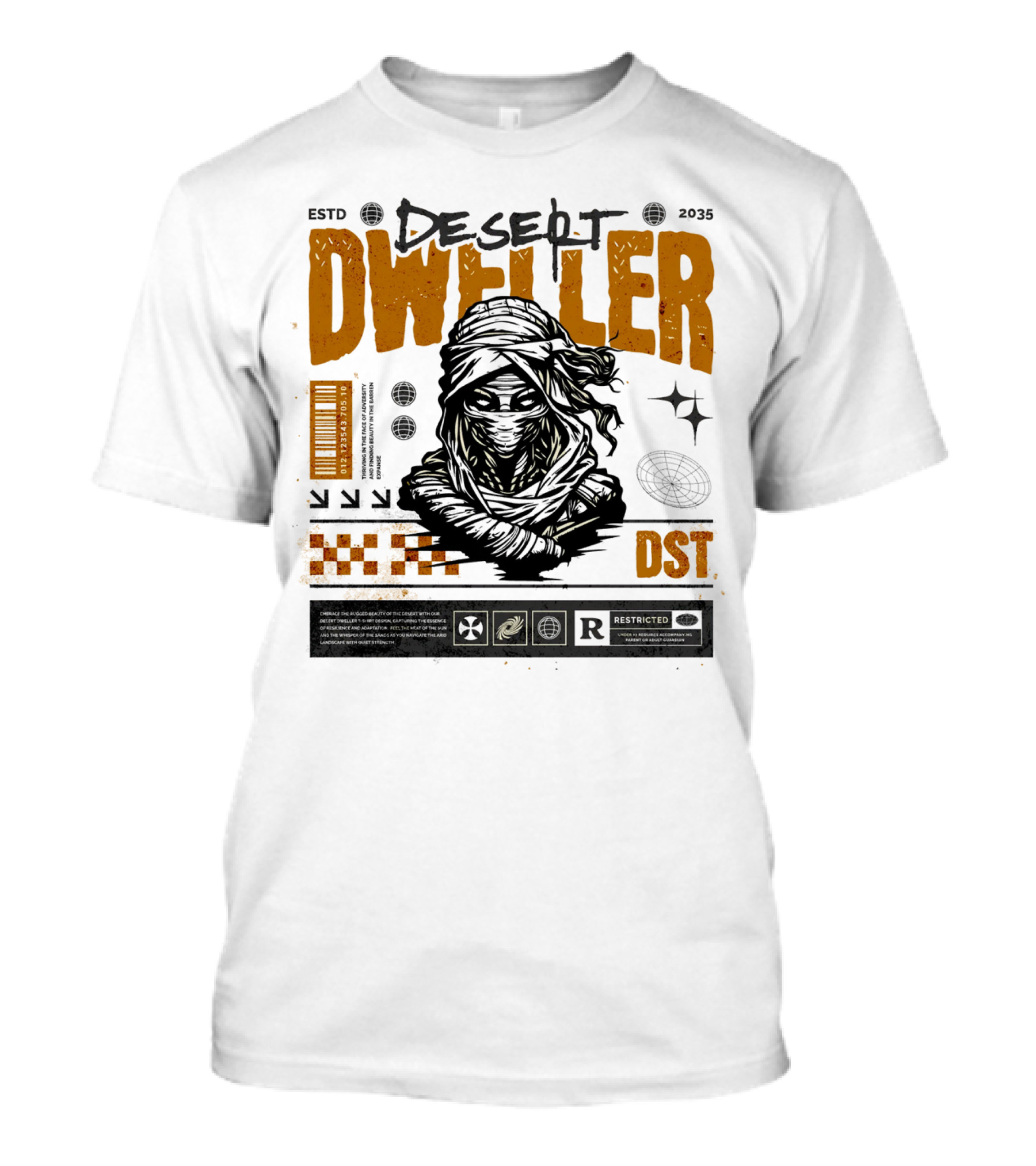 Desert Dweller Mask Of Mummy DST ESTD 35 T-Shirt