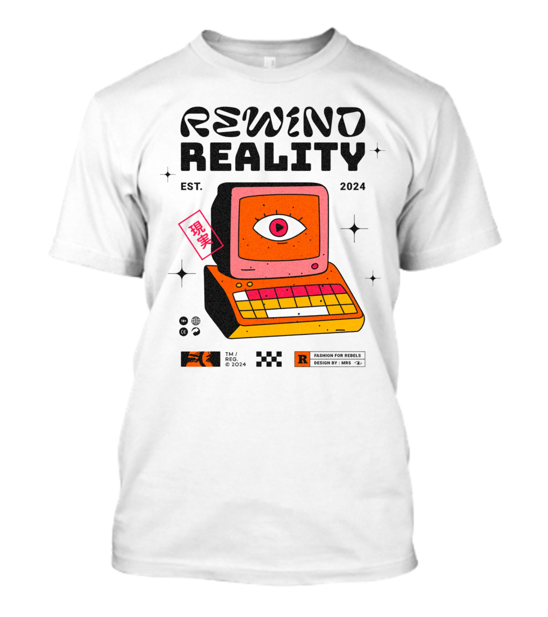 Rewind Reality 2024 Retro Vision Computer Eye Fashion For Rebels Design By Mr 4 T-Shirt