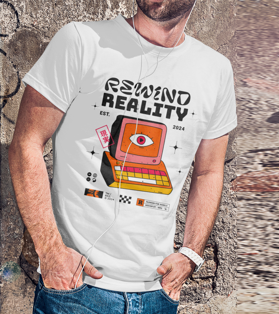 Rewind Reality 2024 Retro Vision Computer Eye Fashion For Rebels Design By Mr 4 T-Shirt