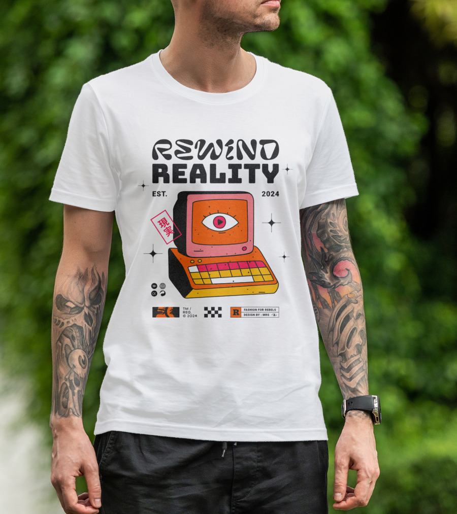 Rewind Reality 2024 Retro Vision Computer Eye Fashion For Rebels Design By Mr 4 T-Shirt