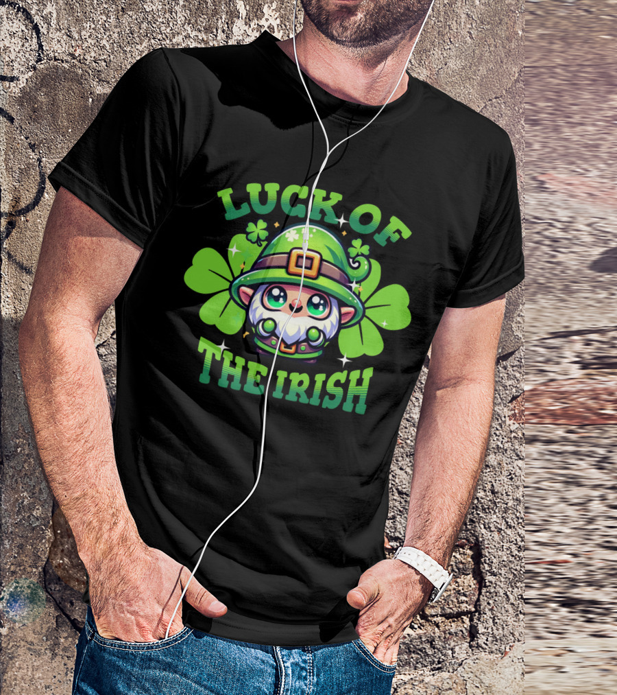 Luck Of The Irish Cute Leprechaun With Shamrocks T-Shirt