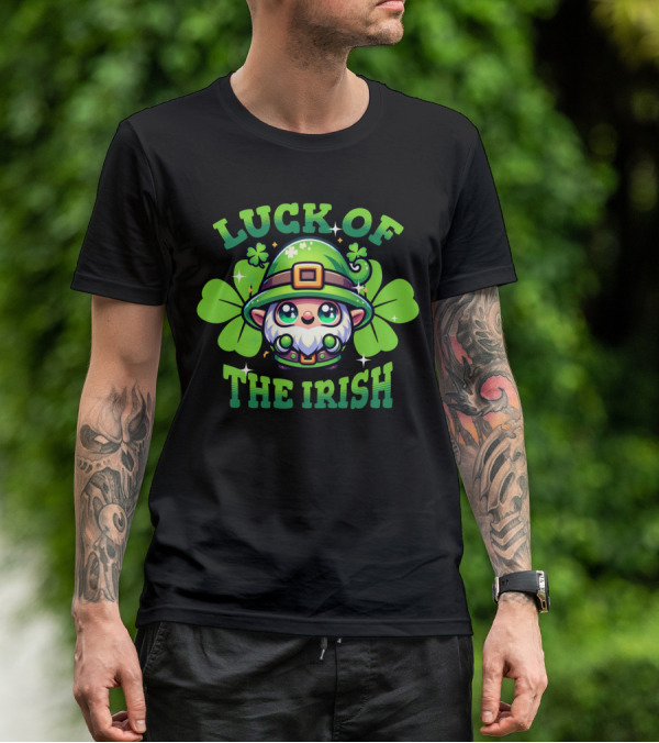 Luck Of The Irish Cute Leprechaun With Shamrocks T-Shirt