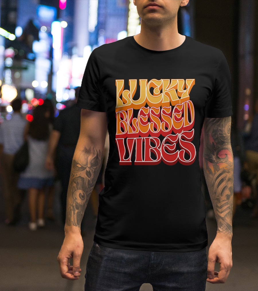 Lucky Blessed Vibes Retro T-Shirt