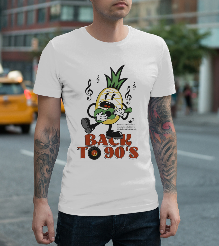 BACK TO 90'S Retro Music Pineapple Guitar Player T-Shirt