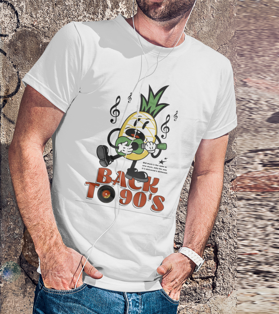 BACK TO 90'S Retro Music Pineapple Guitar Player T-Shirt