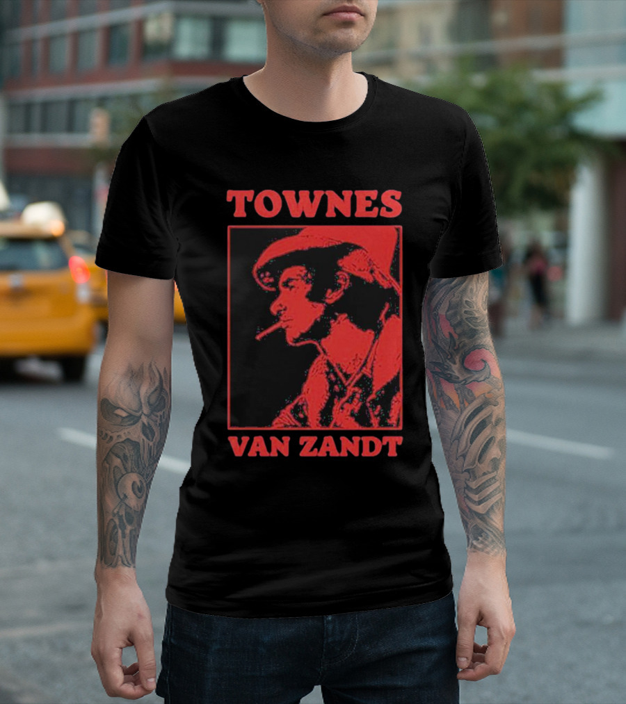 TOWNES VAN ZANDT VINTAGE RED SILHOUETTE IMAGE T-Shirt