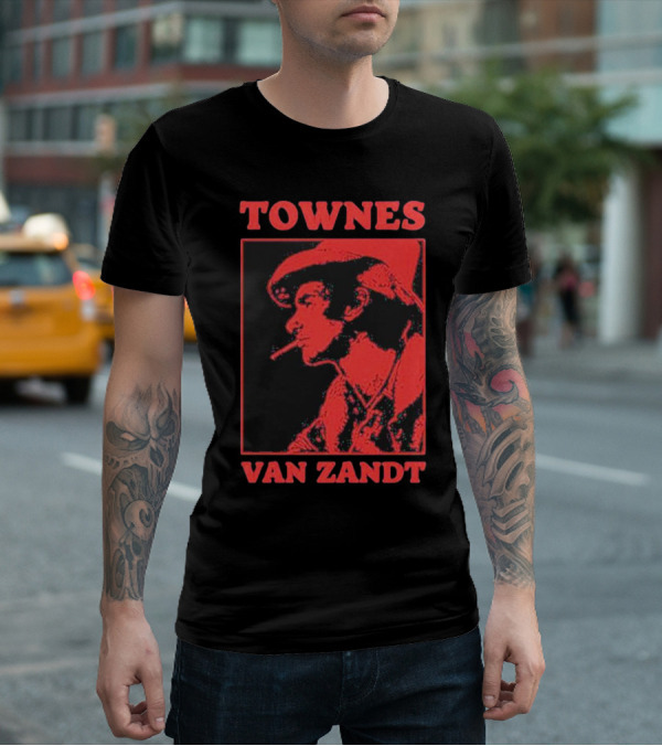 TOWNES VAN ZANDT VINTAGE RED SILHOUETTE IMAGE T-Shirt
