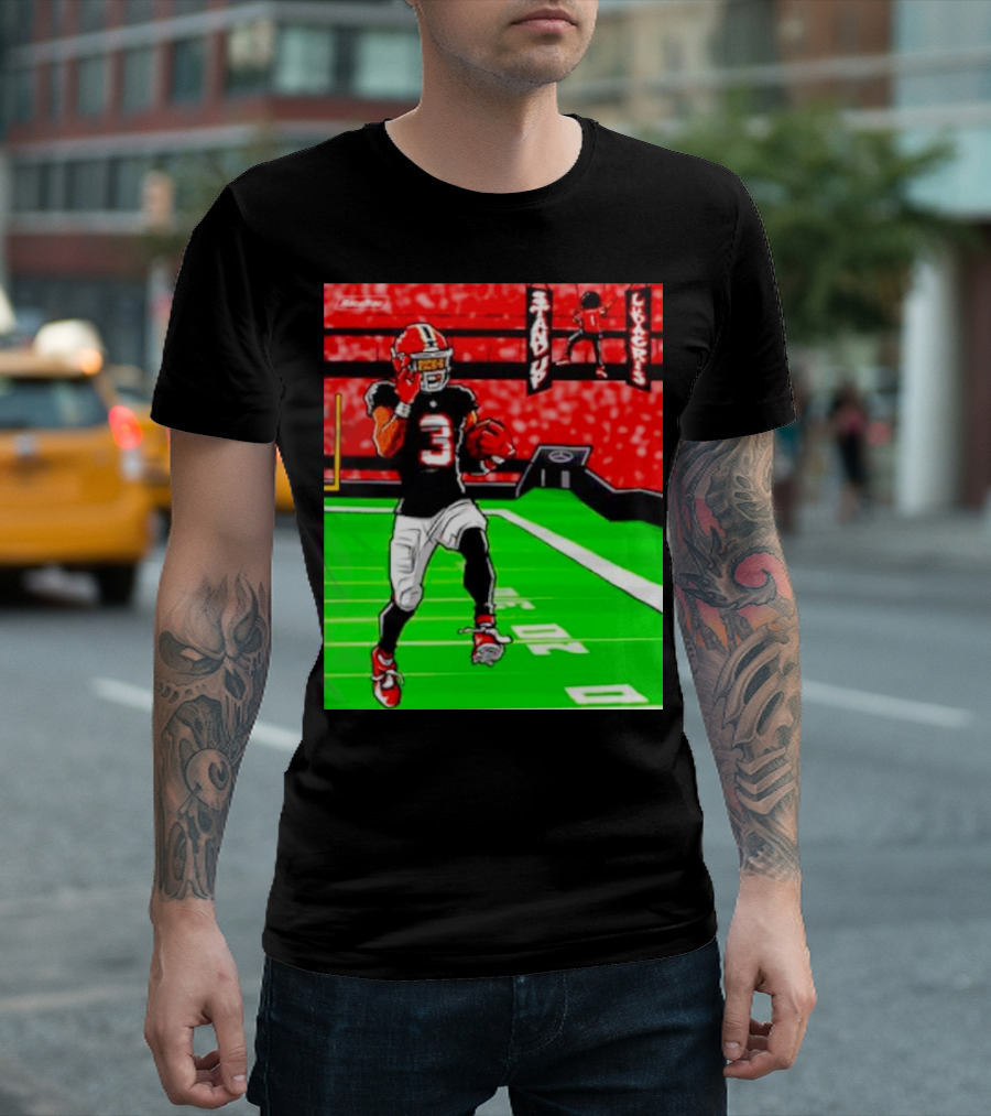 Stand Up Ludacris Football Player Number 3 On Green Field T-Shirt