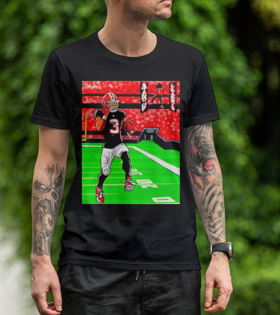 Stand Up Ludacris Football Player Number 3 On Green Field T-Shirt