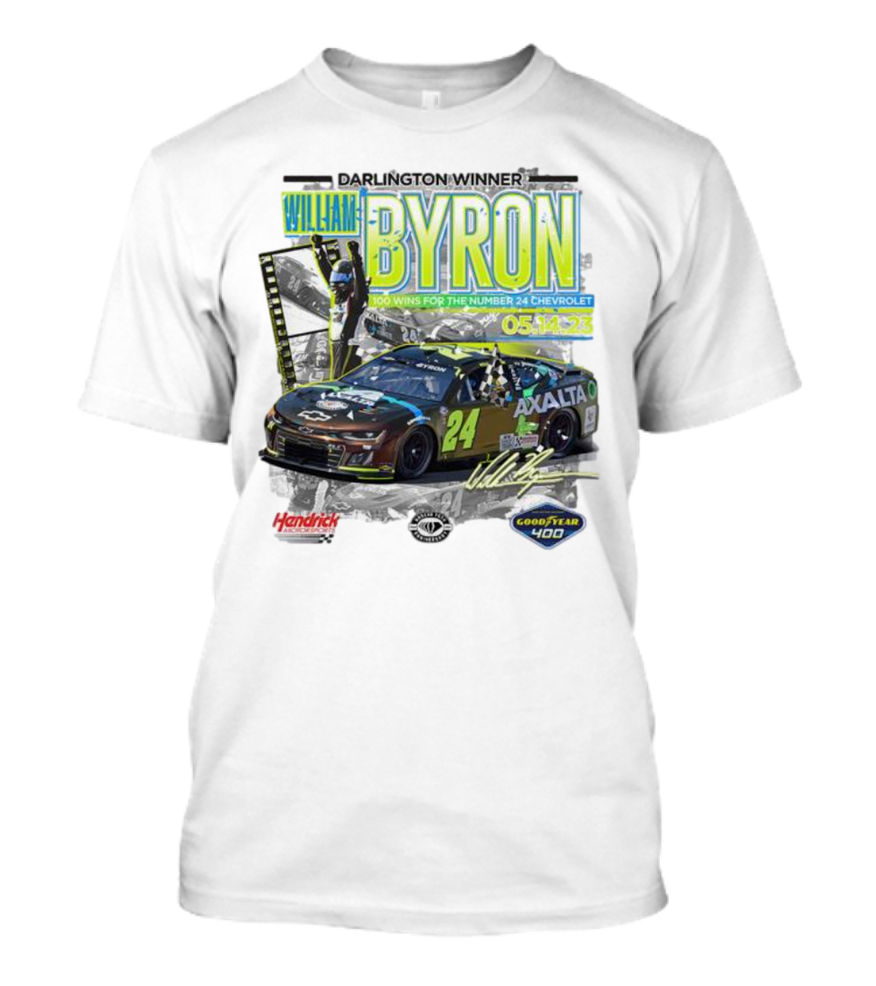 William Byron Darlington Winner 100 Wins For The Number 24 Chevrolet 05.14.23 Goodyear 400 Hendrick Motorsports Axalta T-Shirt