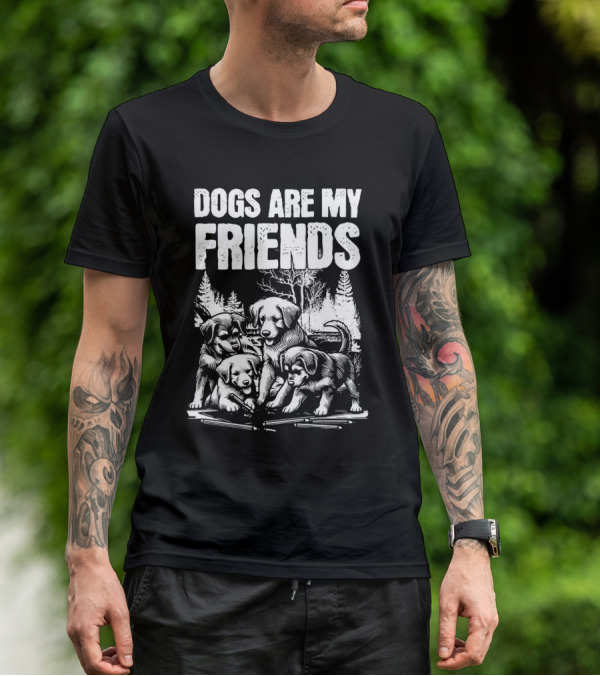 Dogs Are My Friends Puppy Forest Scene T-Shirt