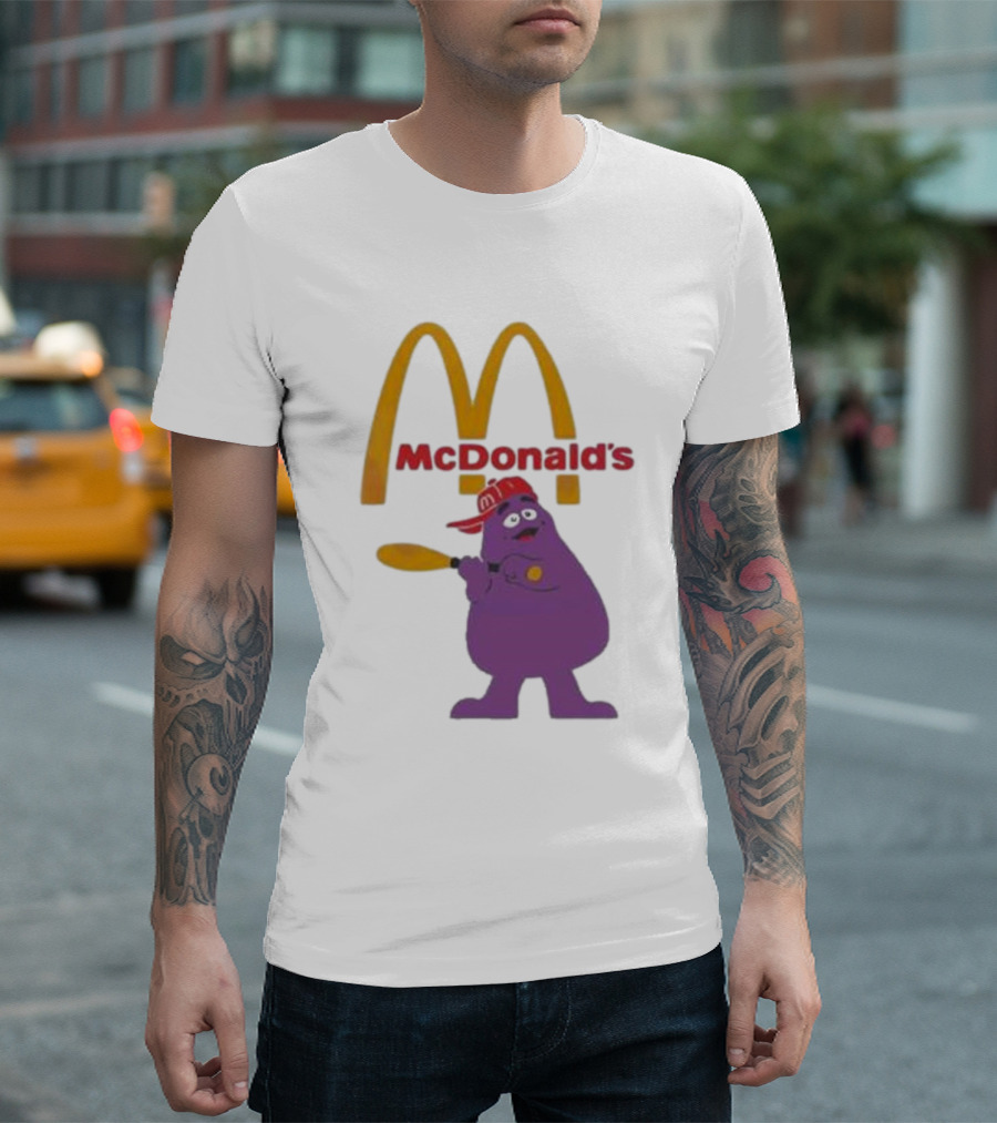 Grimace McDonald's Baseball Cap and Bat T-Shirt