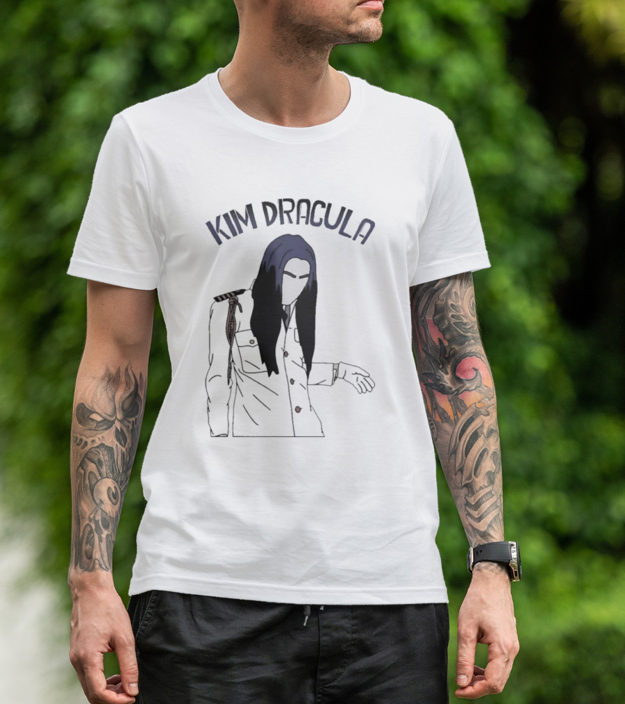 Kim Dracula Mysterious Long-Haired Figure In Military Jacket T-Shirt