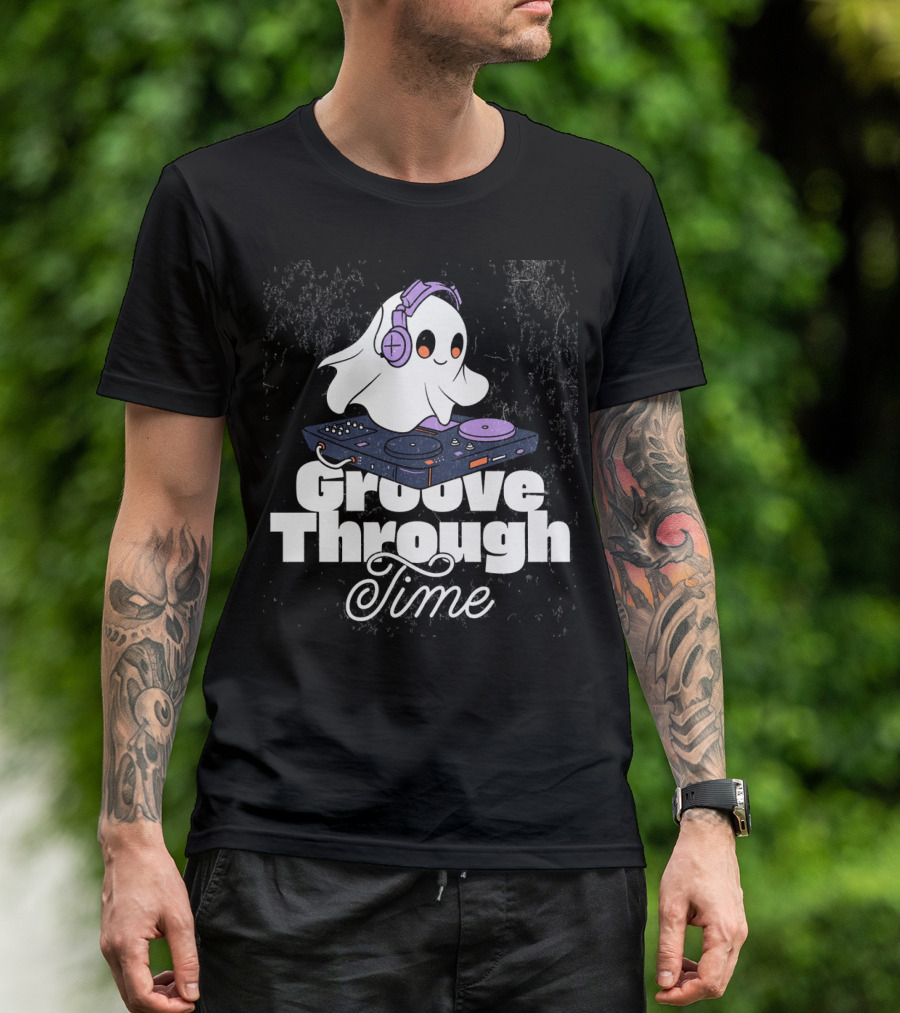 Groove Through Time Ghost DJ On Turntable T-Shirt