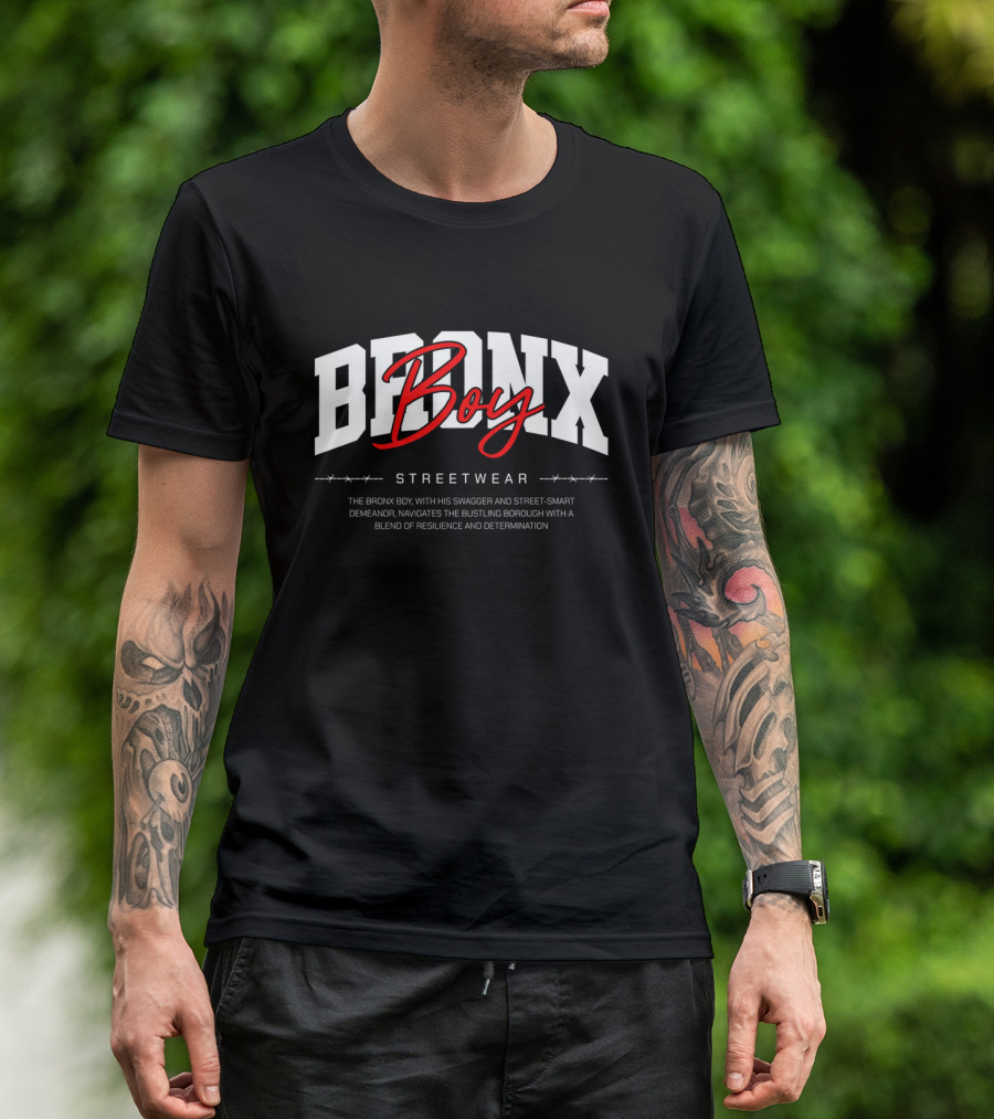 BRONX Boy Streetwear Swagger Street-Smart Resilience Determination T-Shirt