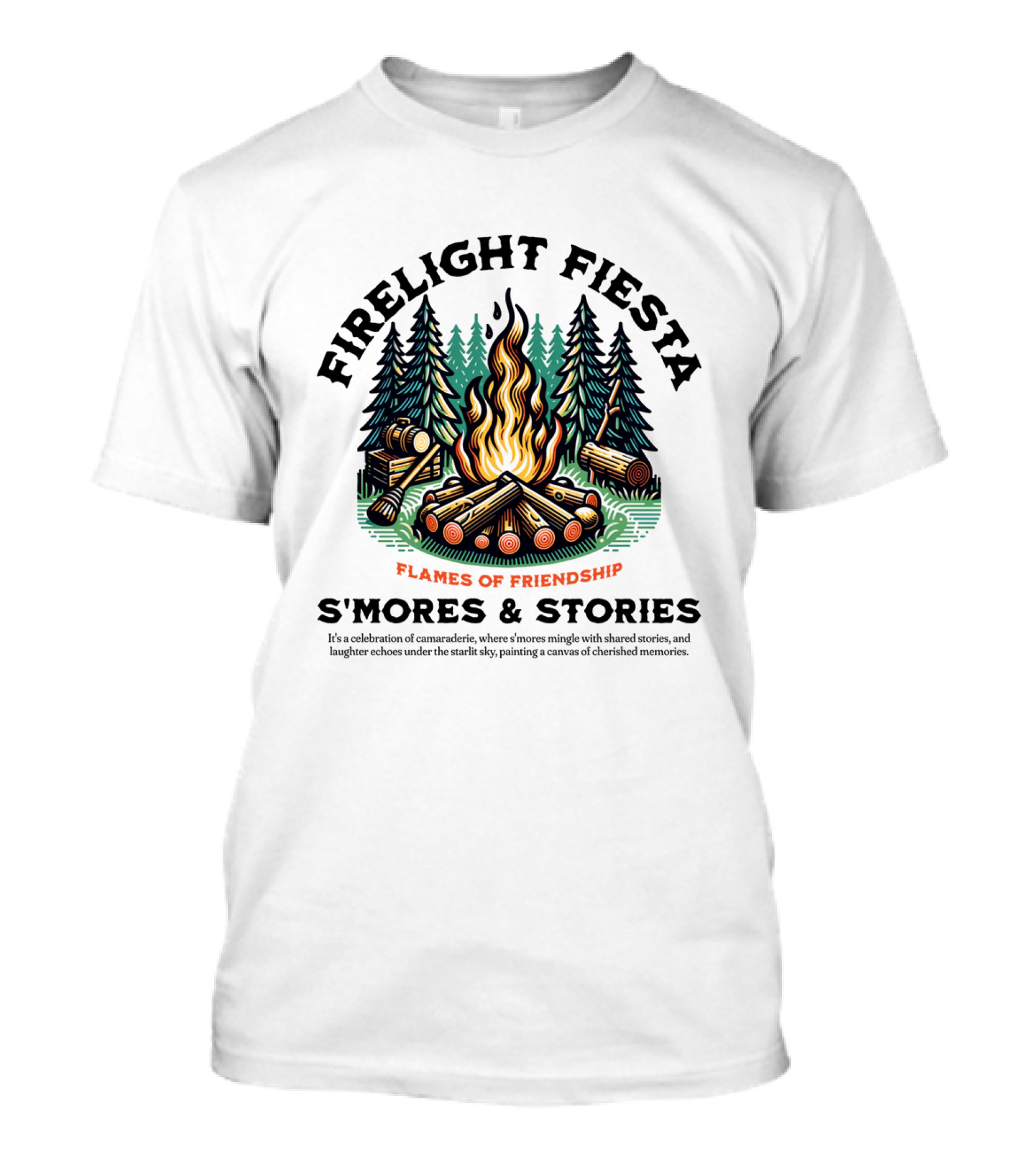 Firelight Fiesta Flames Of Friendship S'mores And Stories T-Shirt