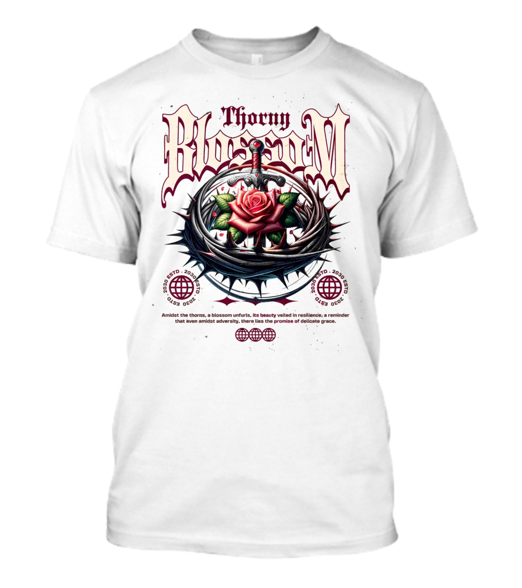 Thorny Blossom Amidst The Thorns A Blossom Unfolds A Reminder Of Delicate Grace T-Shirt