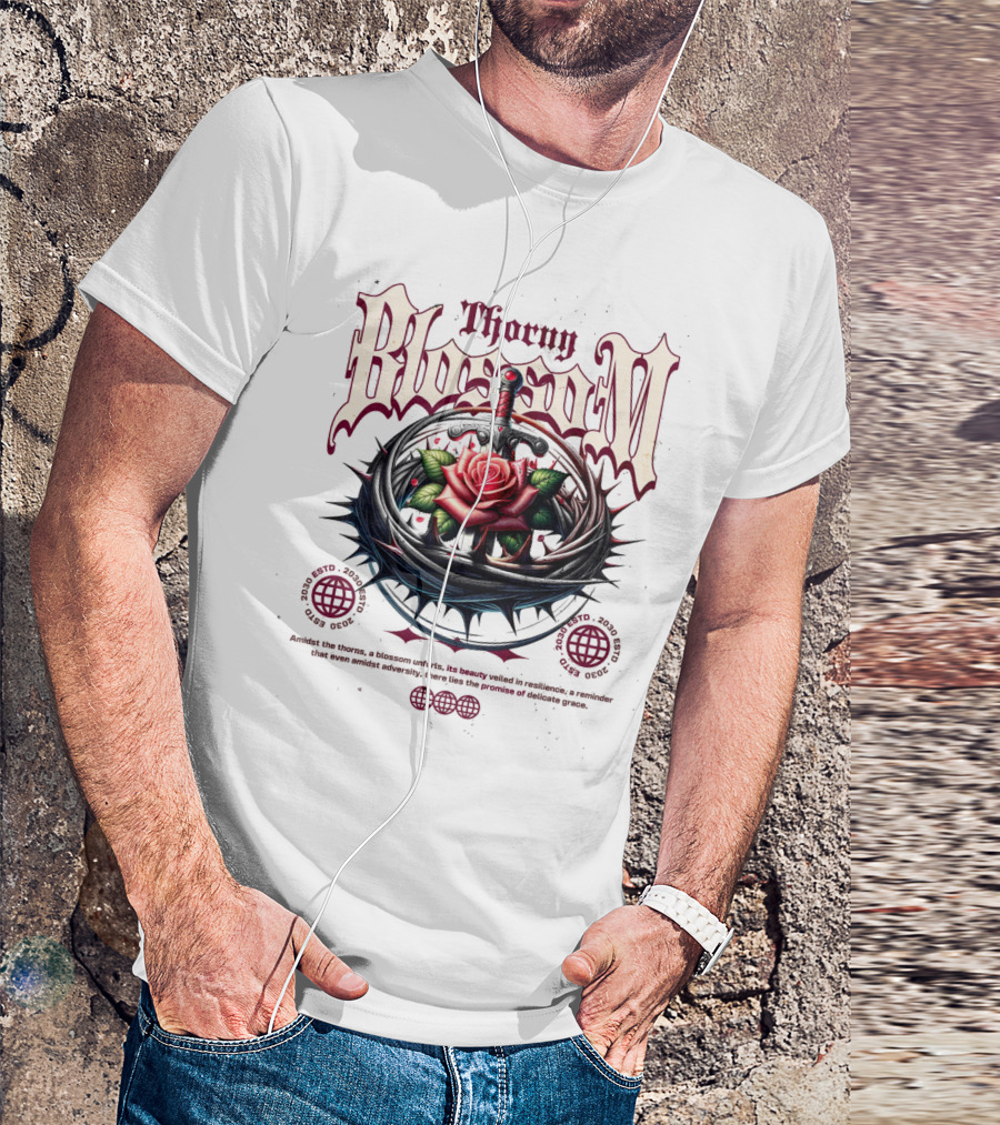 Thorny Blossom Amidst The Thorns A Blossom Unfolds A Reminder Of Delicate Grace T-Shirt