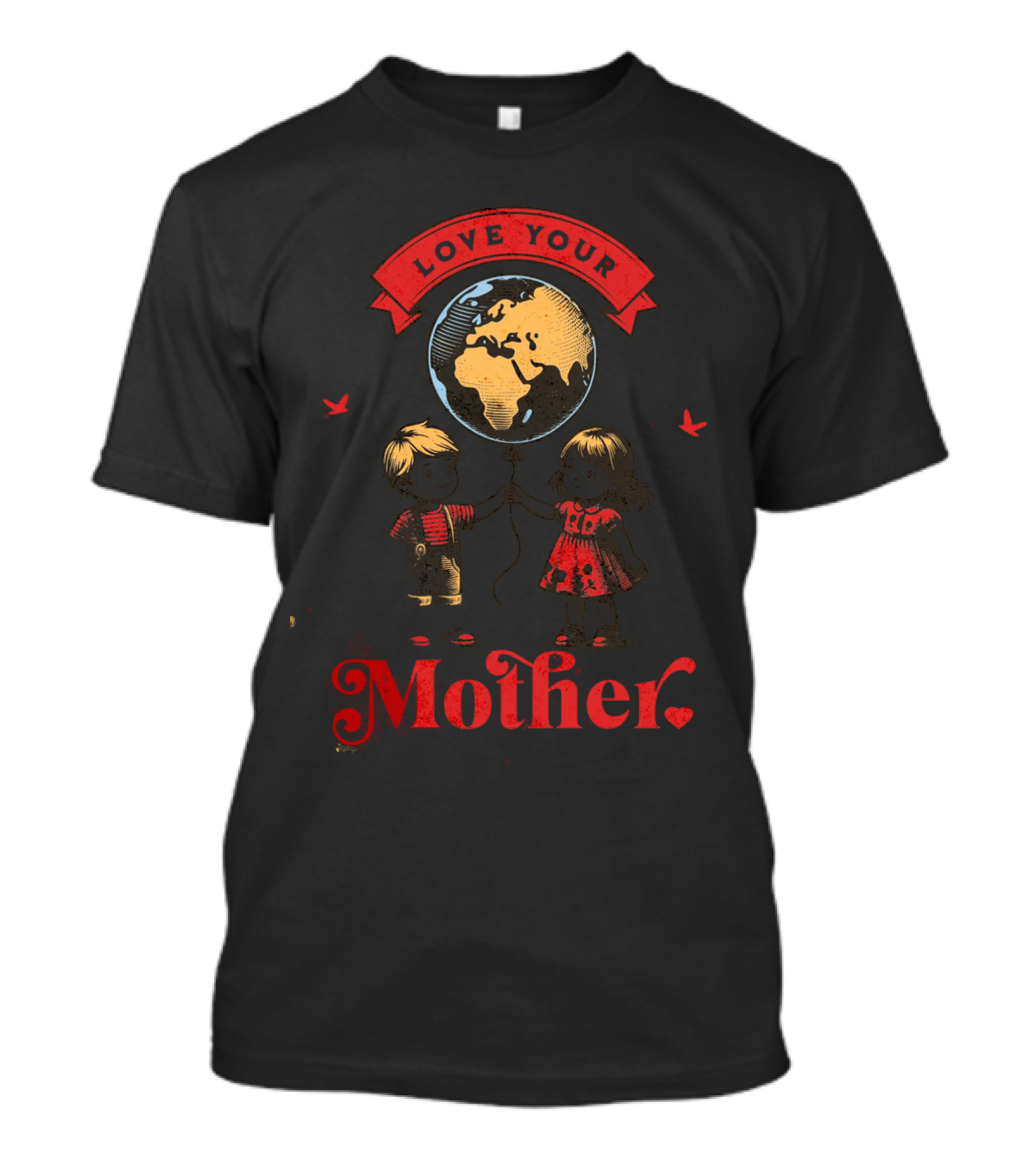 Love Your Mother Earth Day Vintage Children With Planet Earth T-Shirt