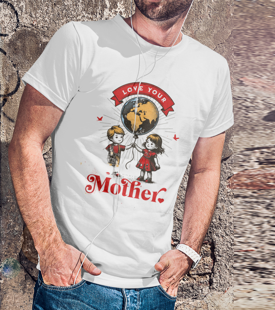 Love Your Mother Children With Planet Earth Earth Day Vintage T-Shirt