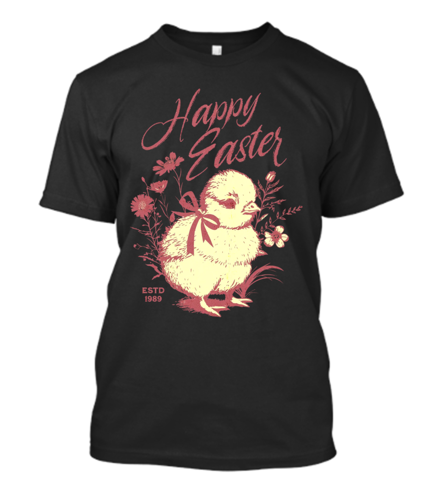 Happy Easter Vintage Chick With Flowers ESTD 1989 T-Shirt