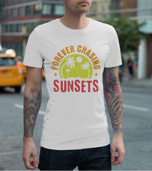 Forever Chasing Sunsets Retro Vintage Summer Vacation T-Shirt