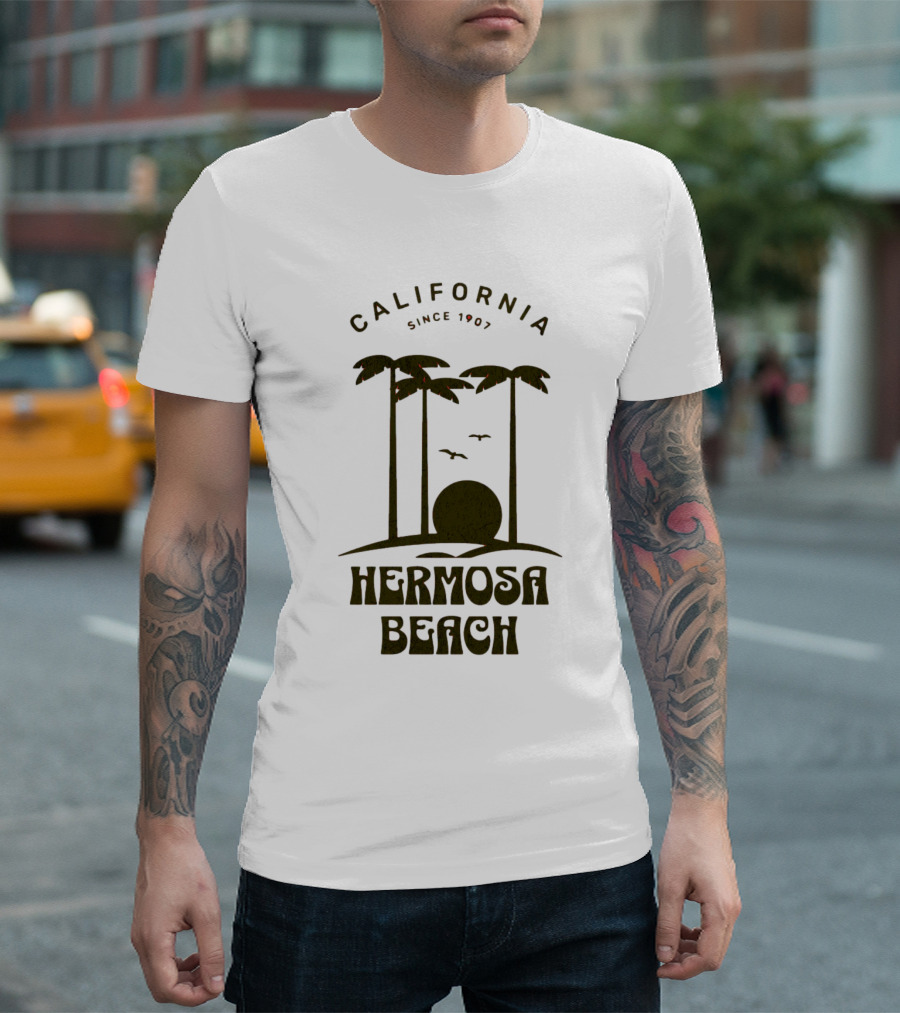Hermosa Beach California Since 1907 Palm Trees Sunset T-Shirt