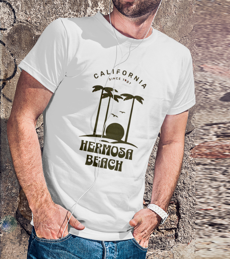 Hermosa Beach California Since 1907 Palm Trees Sunset T-Shirt