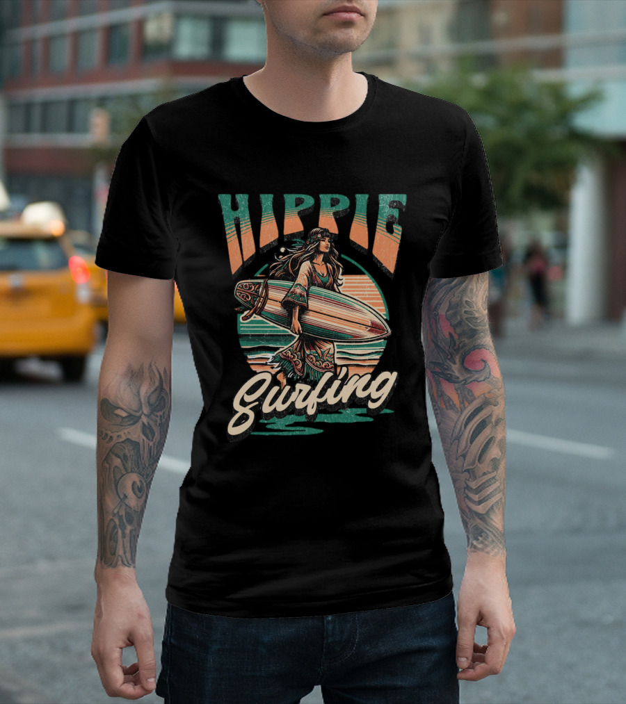 Hippie Surfing Retro Wave Sunset Vibes T-Shirt
