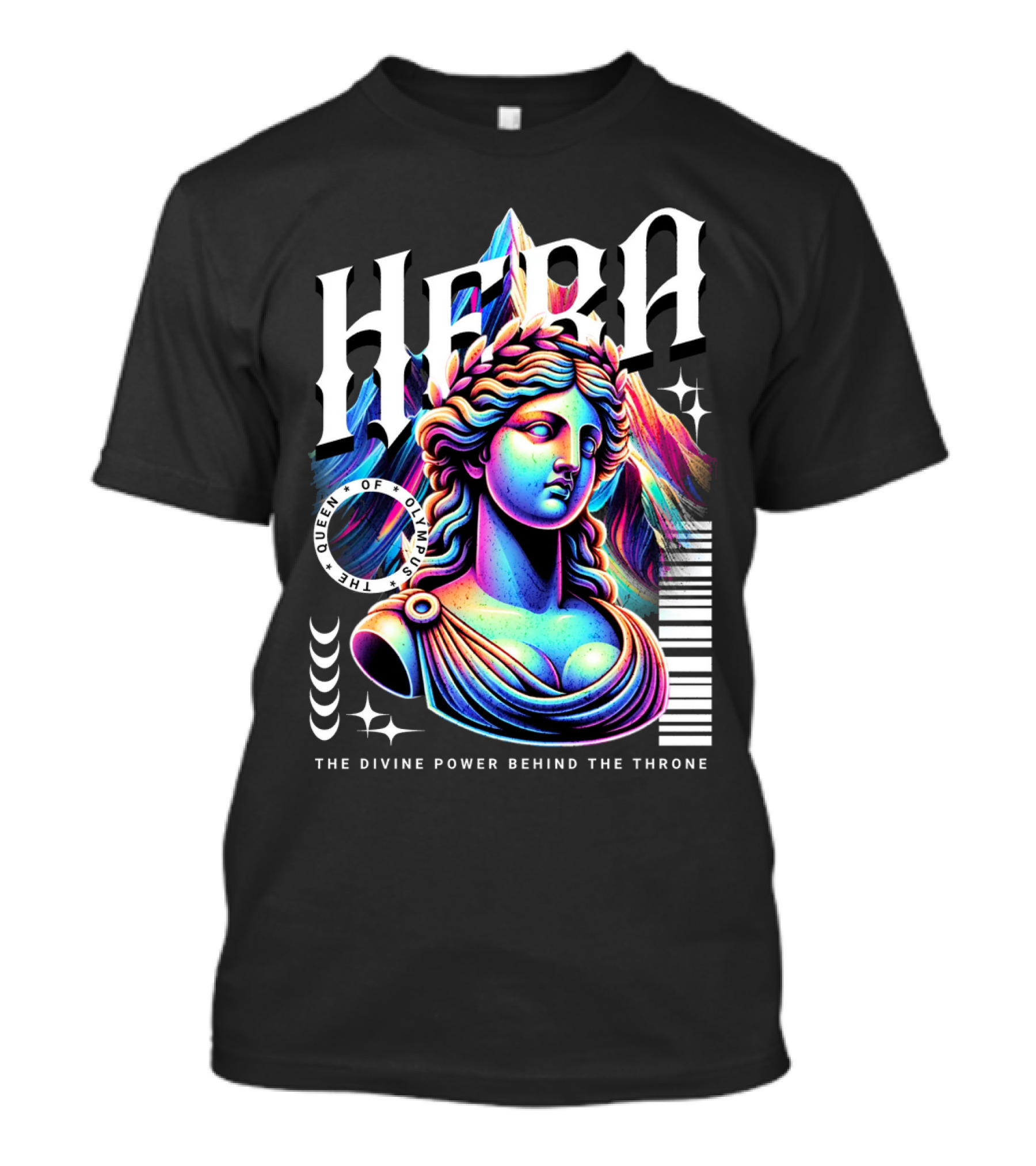 Hera Queen Of Olympus Neon Y2K The Divine Power Behind The Throne T-Shirt