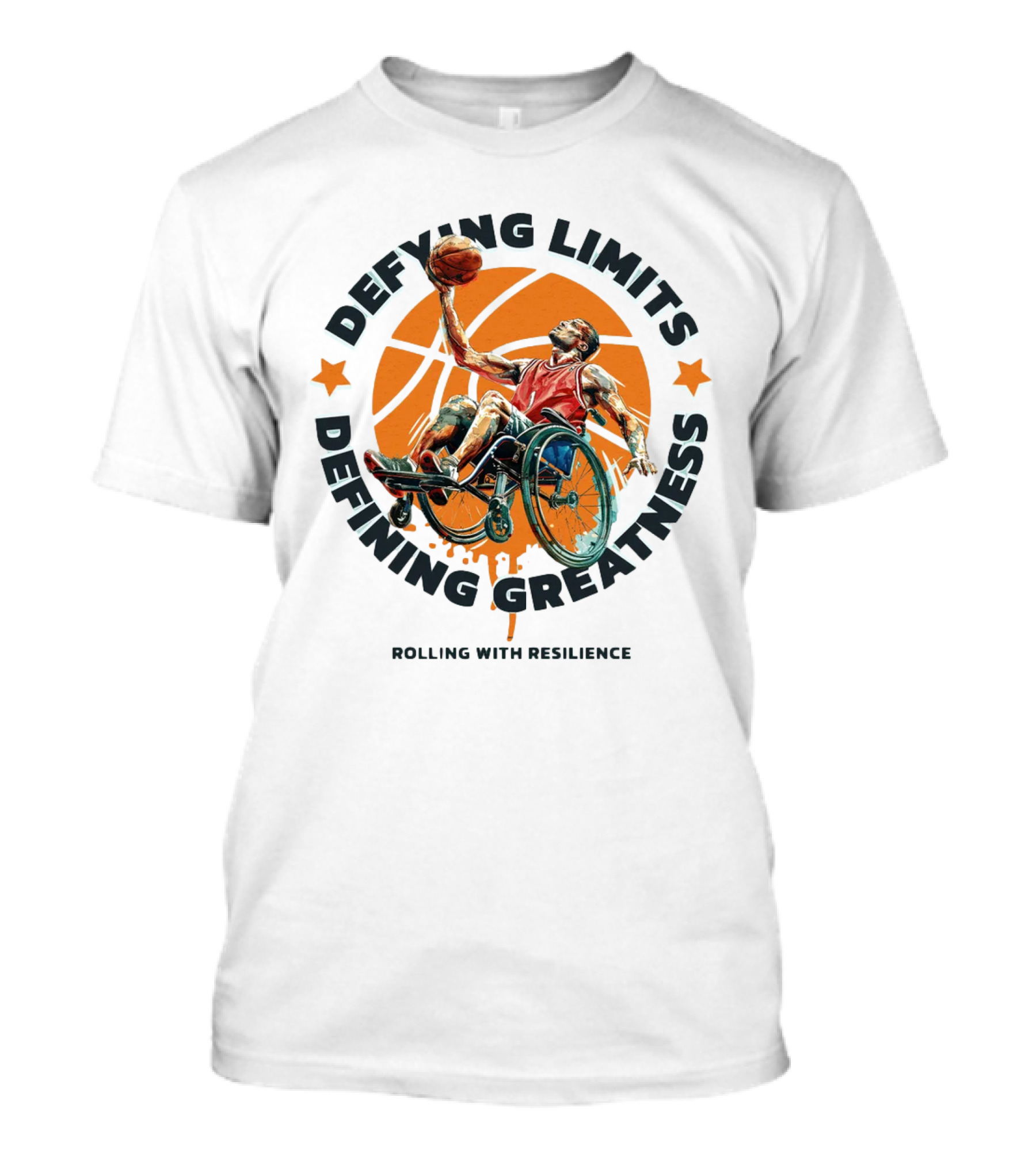 Defying Limits Rolling With Resilience Basketball Athlete In Wheelchair T-Shirt