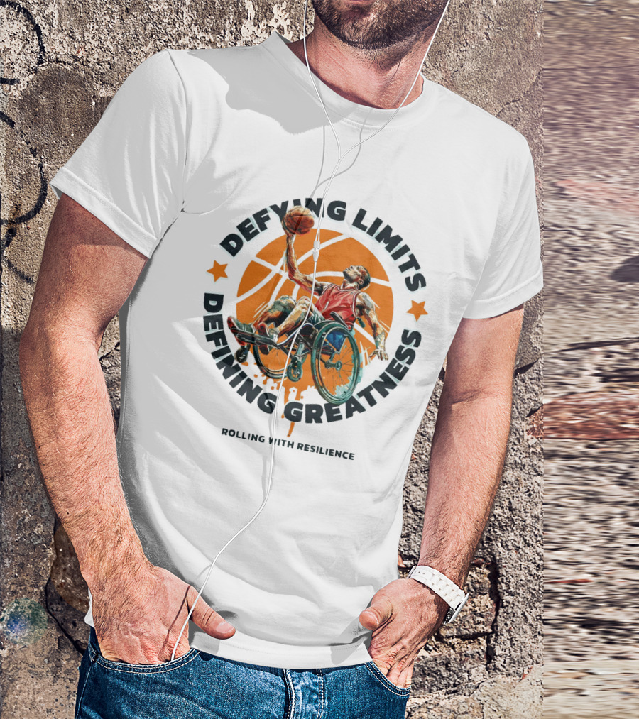 Defying Limits Rolling With Resilience Basketball Athlete In Wheelchair T-Shirt