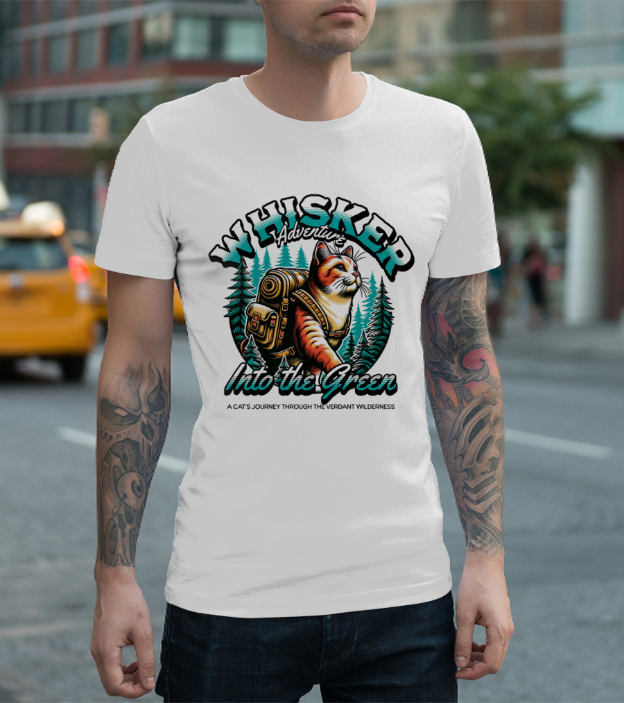 Whisker Adventure Into The Green A Cat's Journey Through The Verdant Wilderness T-Shirt