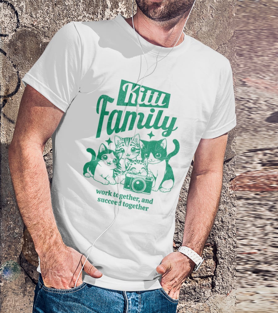 Kittl Family Work Together And Succeed Together Cats With Camera T-Shirt