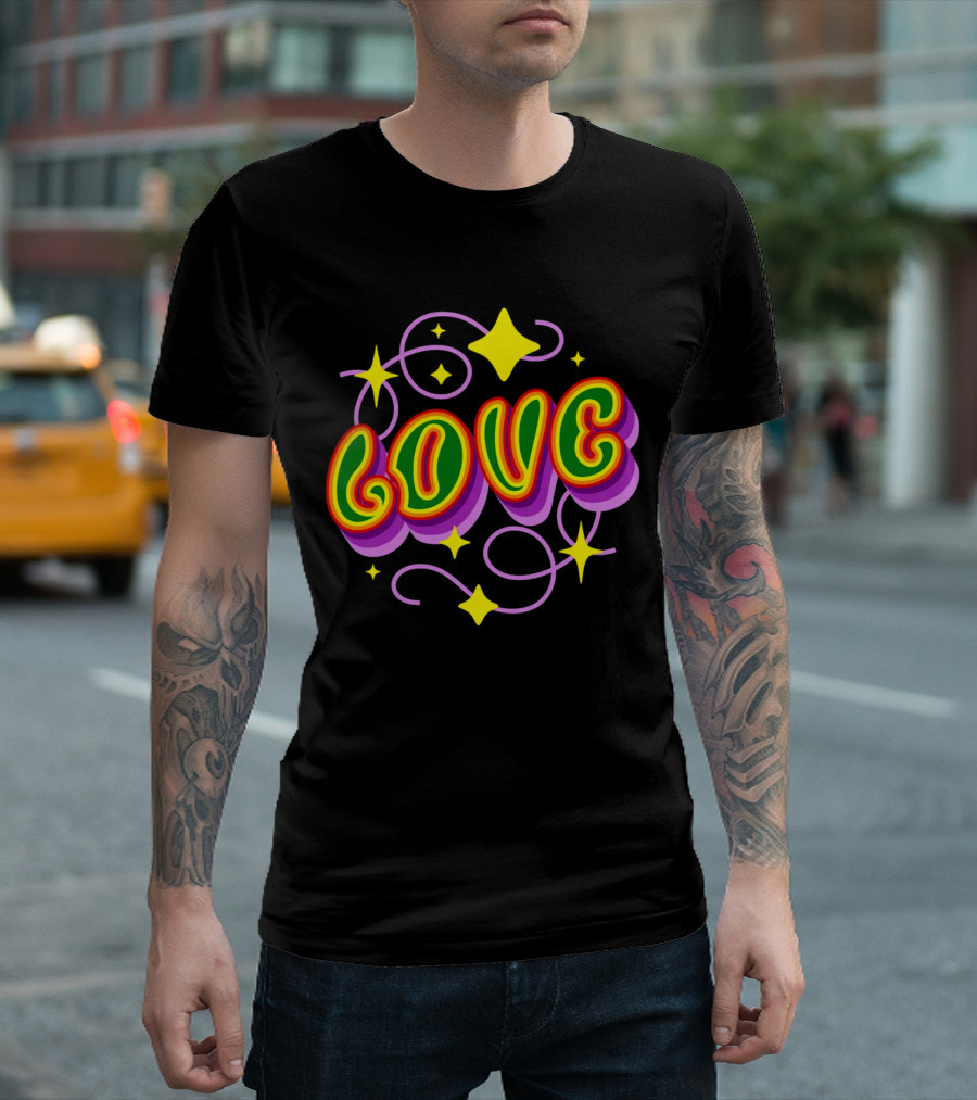 LOVE Stars And Swirls 70's T-Shirt