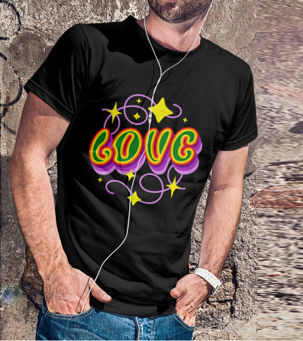 LOVE Stars And Swirls 70's T-Shirt