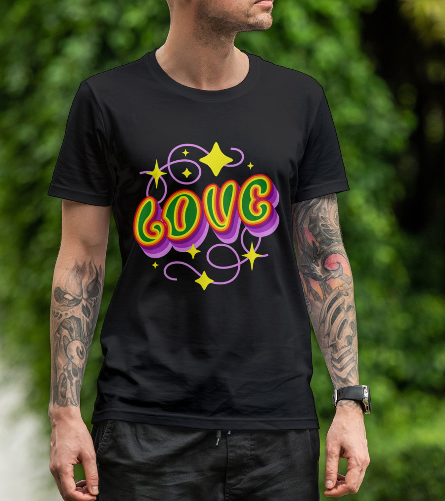 LOVE Stars And Swirls 70's T-Shirt