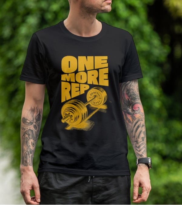 ONE MORE REP 552 DERFFIL SEPEL Barbell Motivation T-Shirt