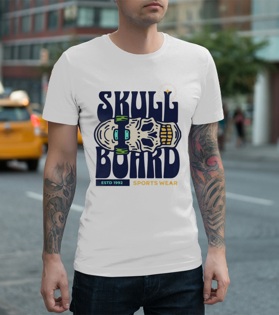 SKULL BOARD ESTD 1992 SPORTS WEAR KTTTL STUDIO COMPANY T-Shirt
